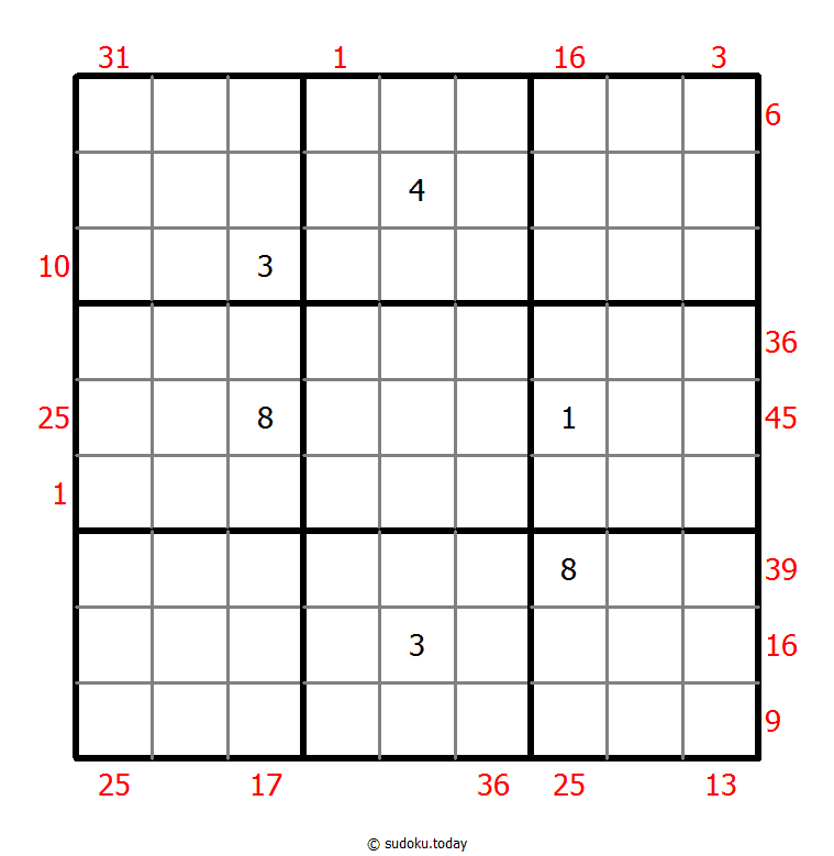 X Sums Sudoku 2026年1月5日