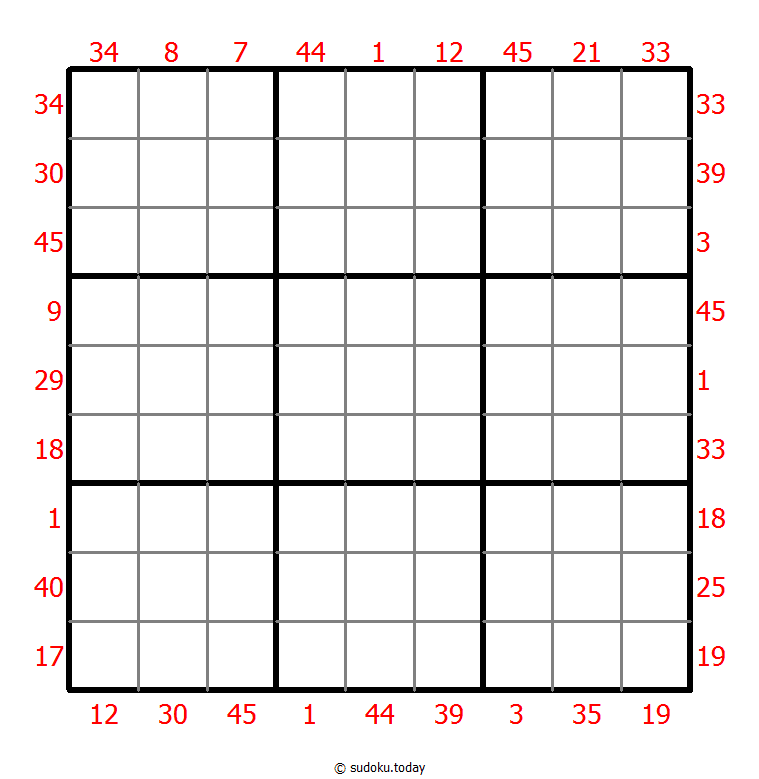 X Sums Sudoku 2026年01月03日