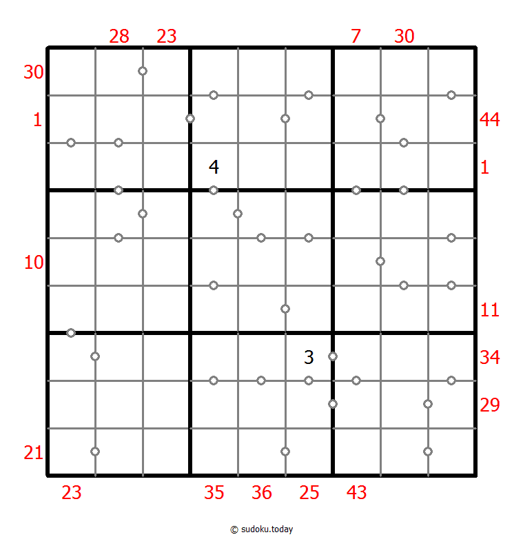 混合数独（XSum+连续） 示例题图