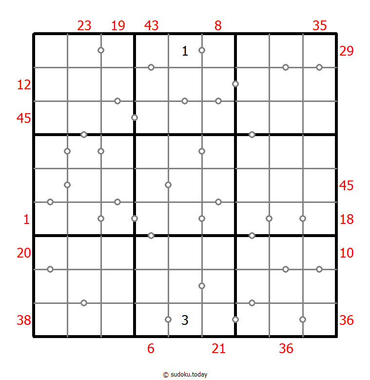 混合数独（XSum+连续） 示例题图