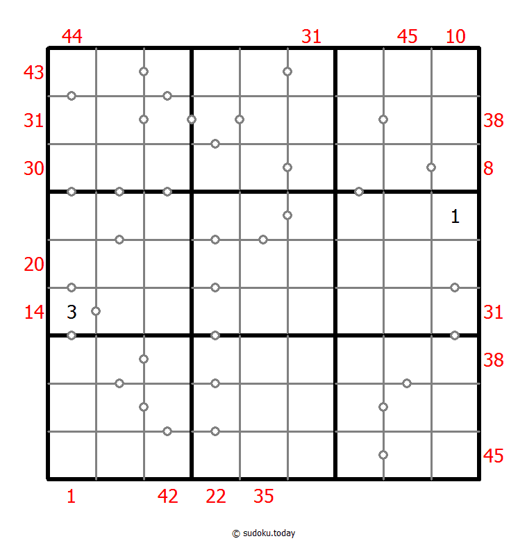 混合数独（XSum+连续） 示例题图
