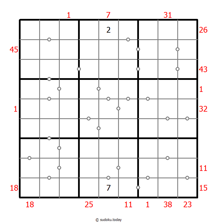 混合数独（XSum+连续） 示例题图