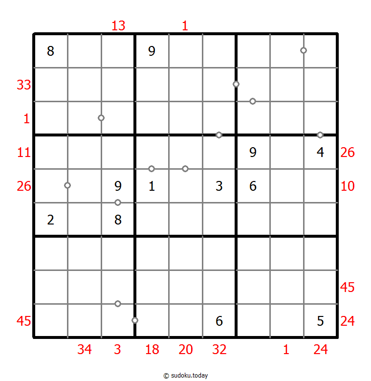 混合数独（XSum+非全标连续） #25498