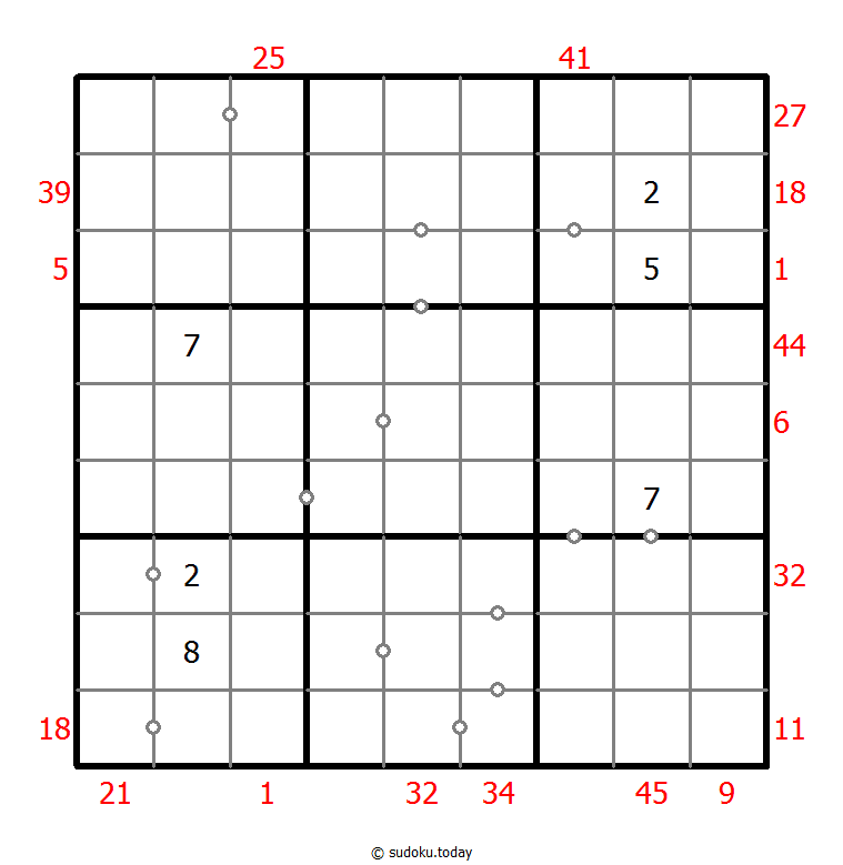 混合数独（XSum+非全标连续） 示例题图