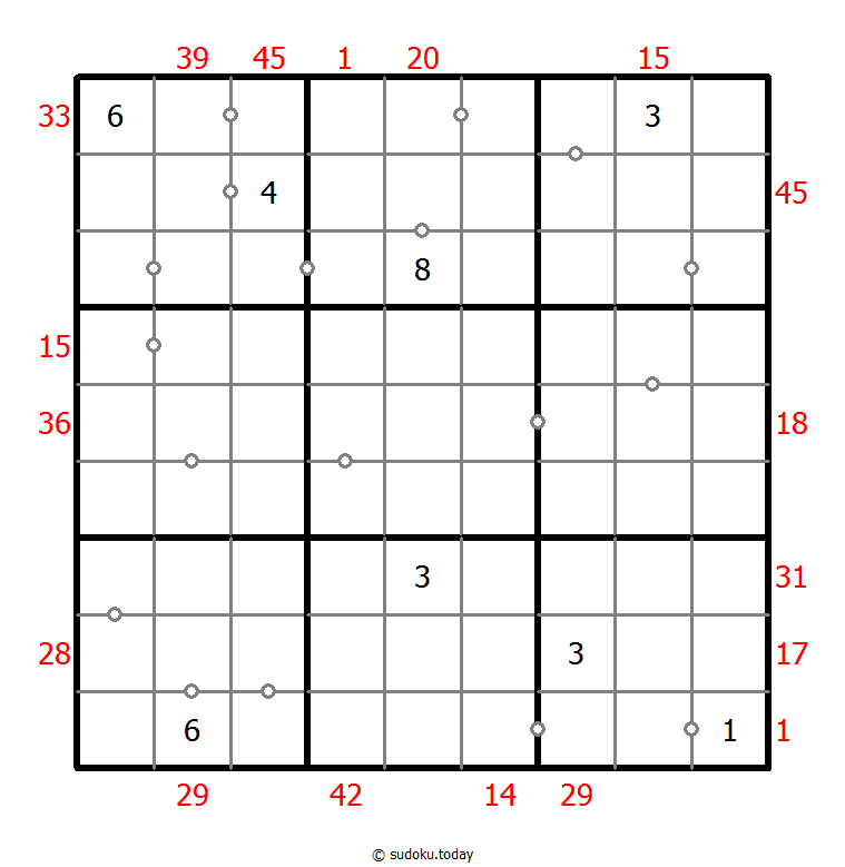 混合数独（XSum+非全标连续） #25523
