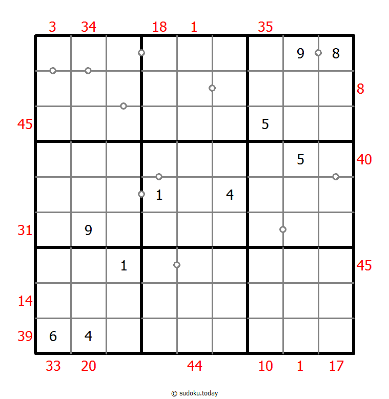 混合数独（XSum+非全标连续） #25525