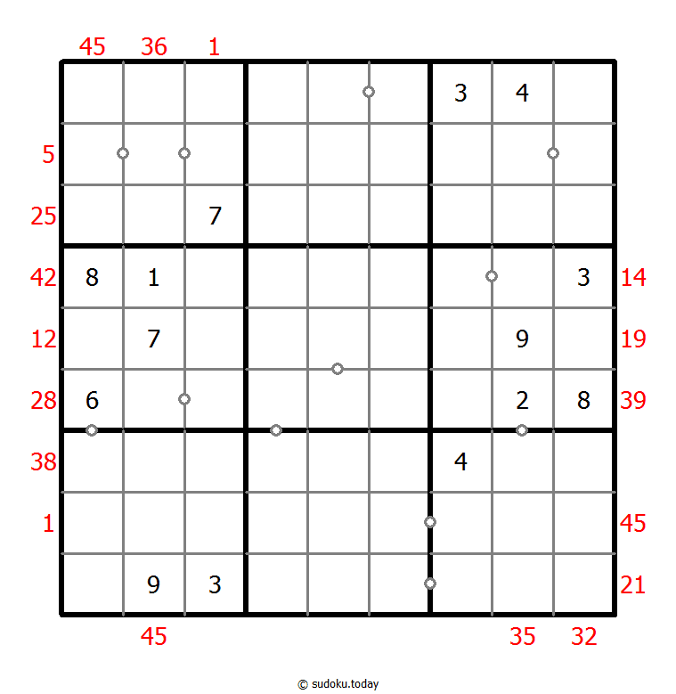 混合数独（XSum+非全标连续） #25532