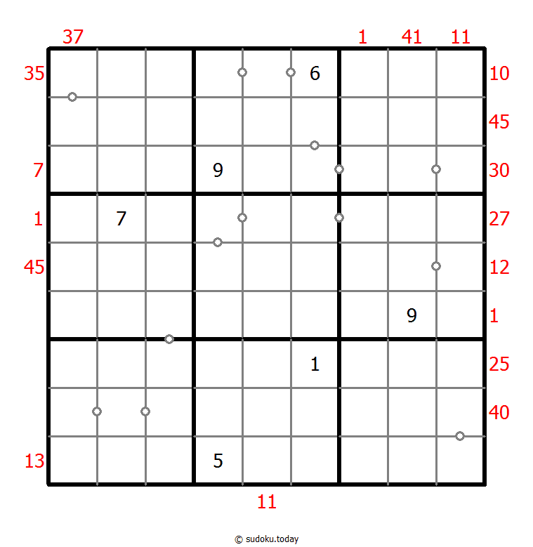 混合数独（XSum+非全标连续） 示例题图