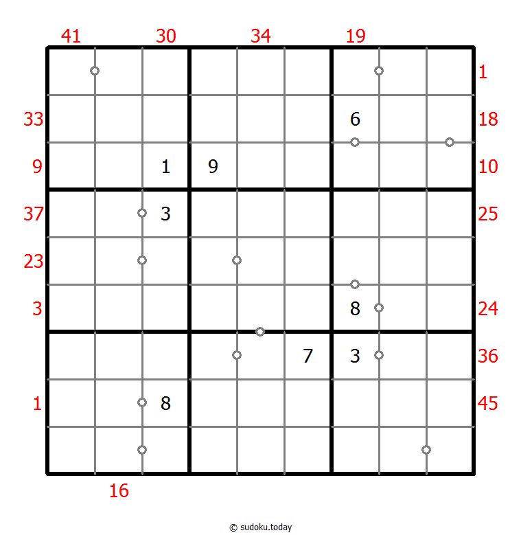 混合数独（XSum+非全标连续） #25569