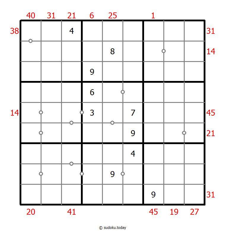 混合数独（XSum+非全标连续） #25576
