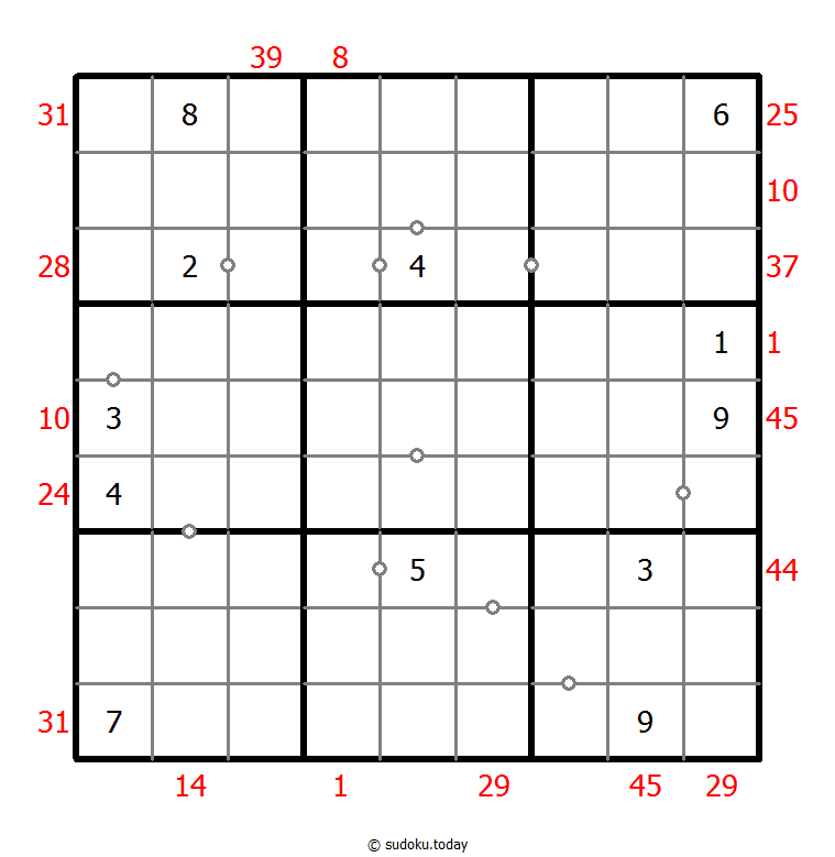 混合数独（XSum+非全标连续） #25583