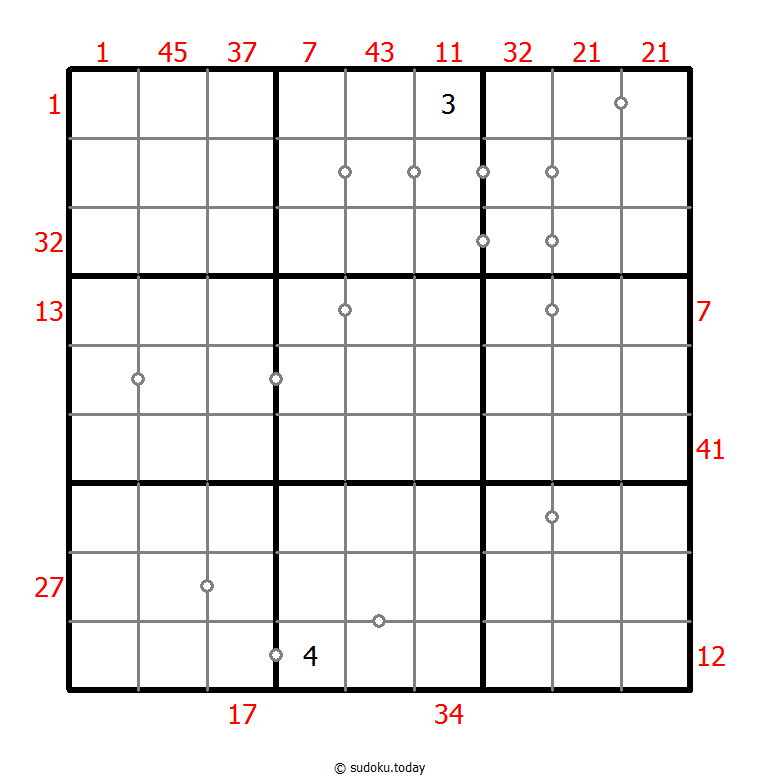 混合数独（XSum+非全标连续） #25598