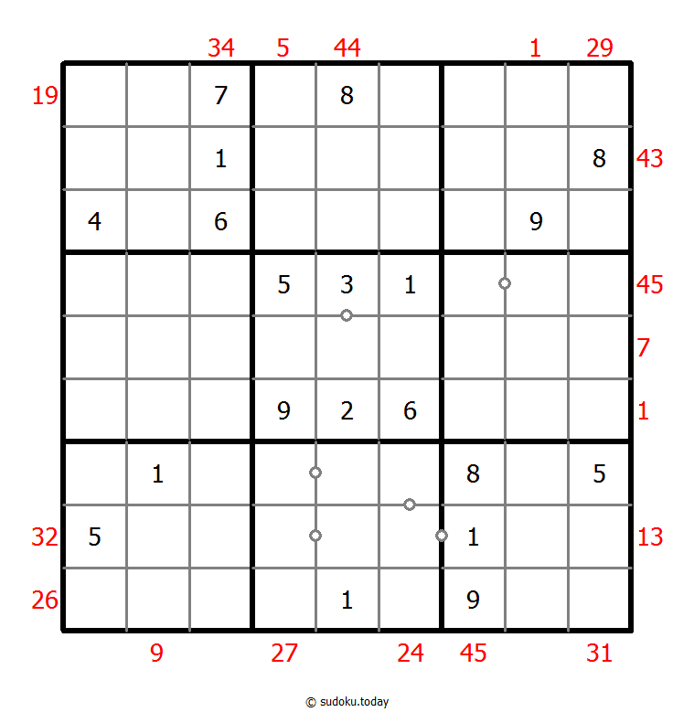 混合数独（XSum+非全标连续） #25634