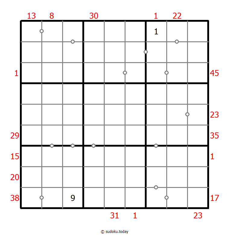 混合数独（XSum+非全标连续） #25639