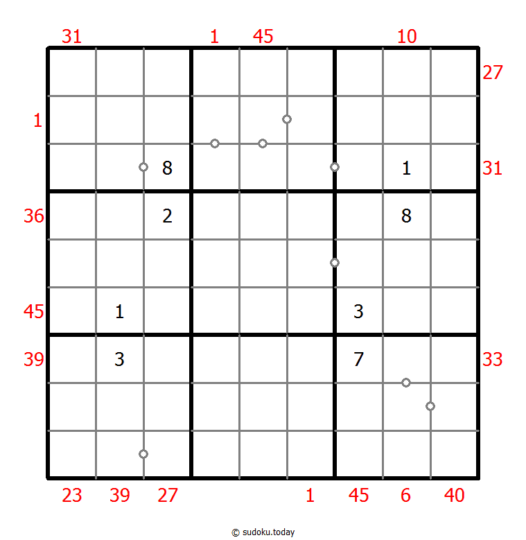混合数独（XSum+非全标连续） 示例题图