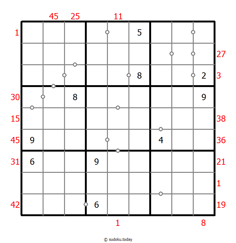 混合数独（XSum+非全标连续） #25650