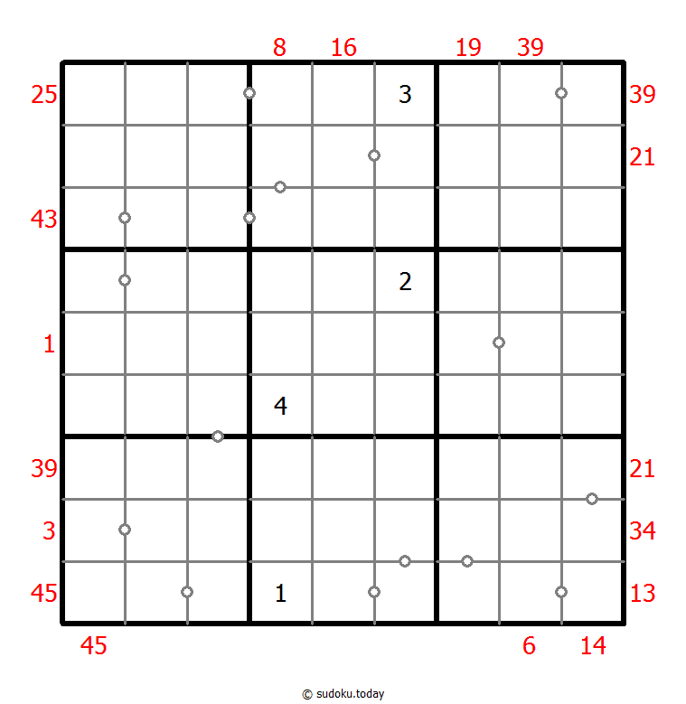 混合数独（XSum+非全标连续） 示例题图