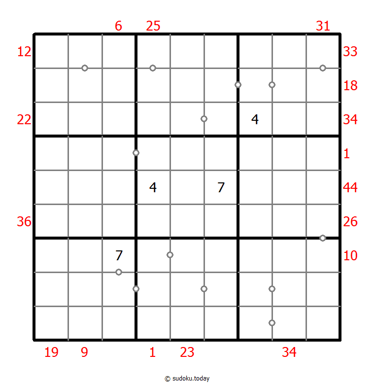 混合数独（XSum+非全标连续） #25687