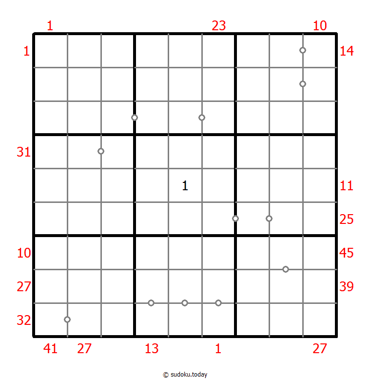 混合数独（XSum+非全标连续） 示例题图