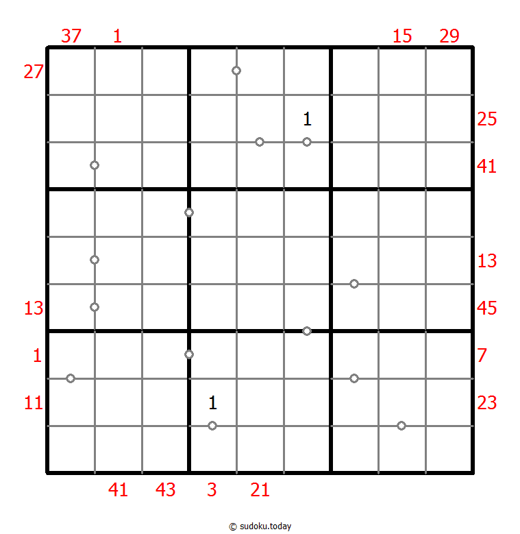 混合数独（XSum+非全标连续） 示例题图