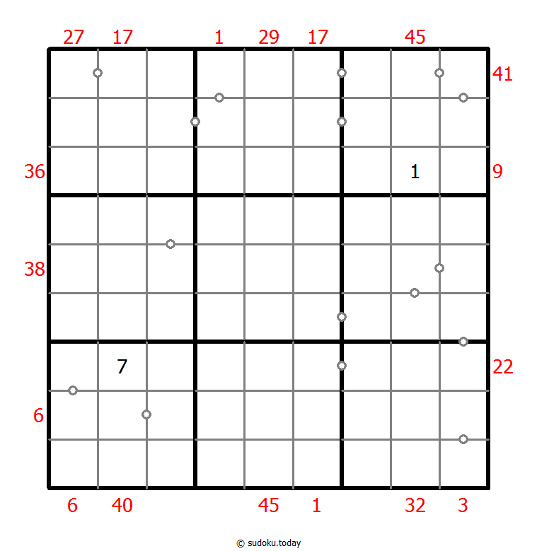 混合数独（XSum+非全标连续） 示例题图