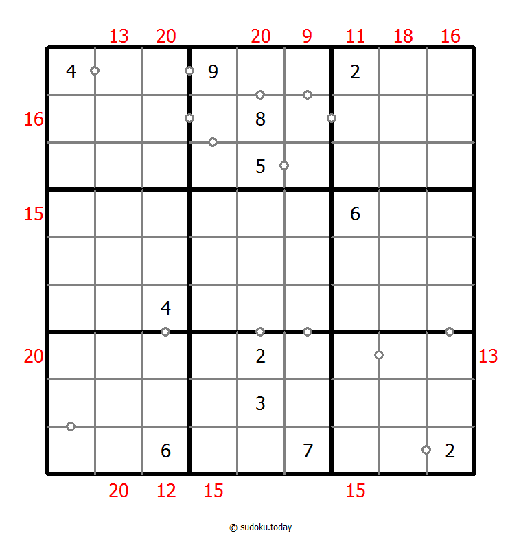混合数独（非全标连续+边框和） 示例题图