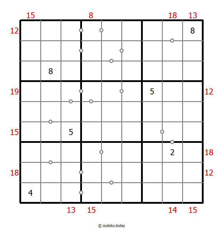混合数独（非全标连续+边框和） 示例题图