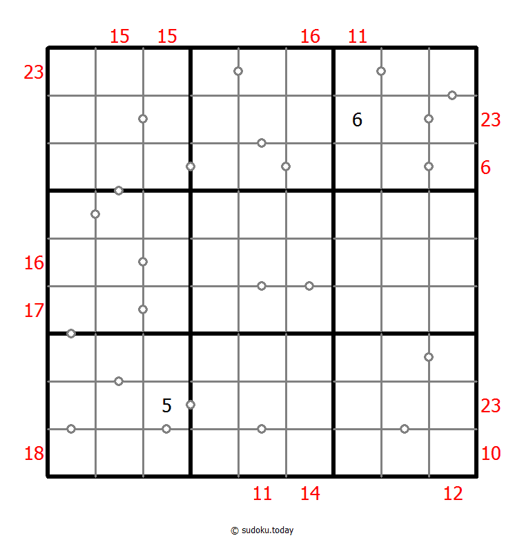 混合数独（非全标连续+边框和） 示例题图