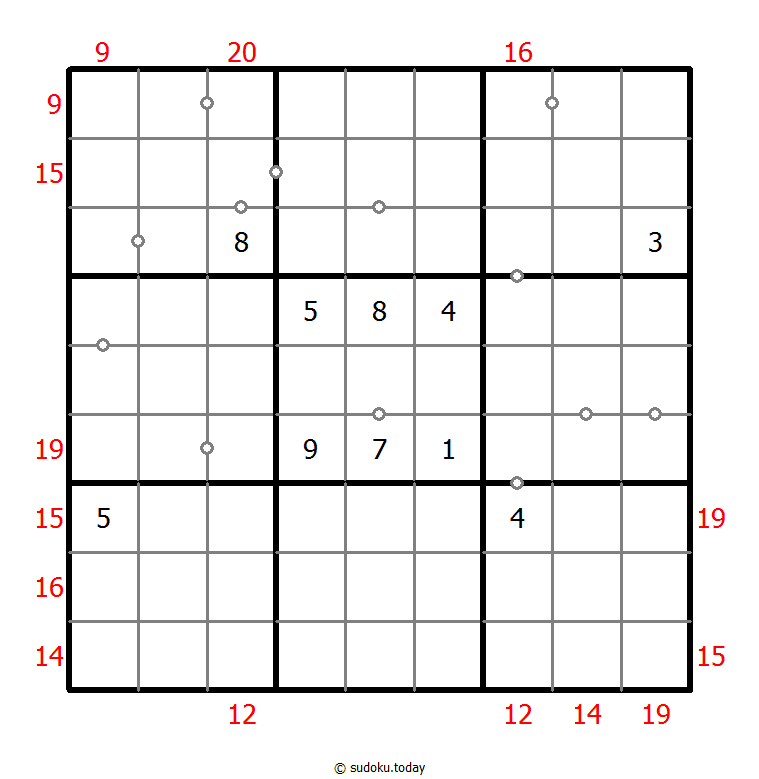 混合数独（非全标连续+边框和） 示例题图