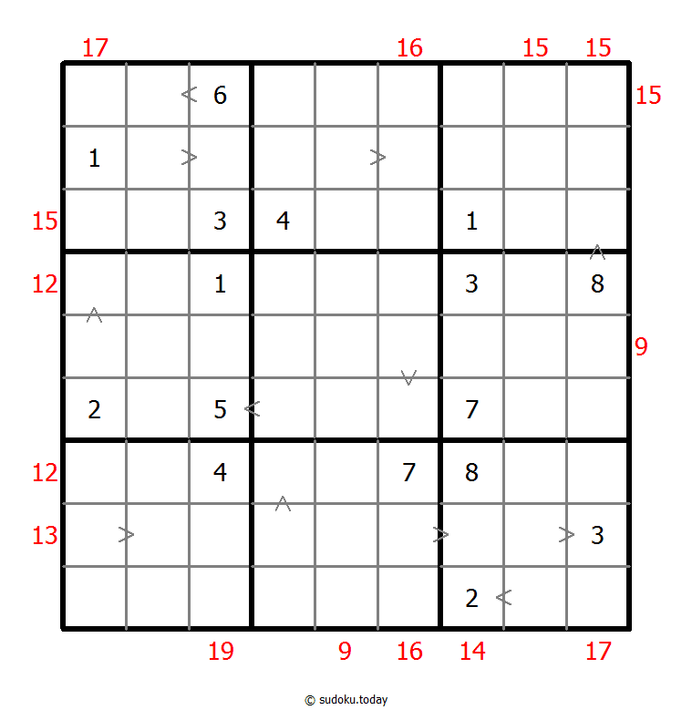 混合数独（数比+边框和） 示例题图