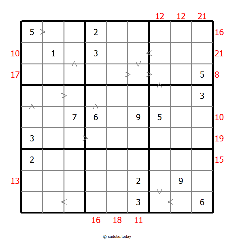 混合数独（数比+边框和） 示例题图