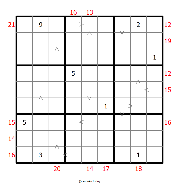 混合数独（数比+边框和） 示例题图