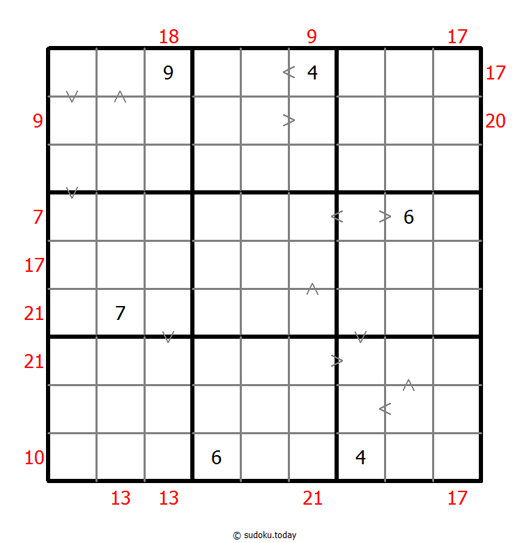 混合数独（数比+边框和） 示例题图
